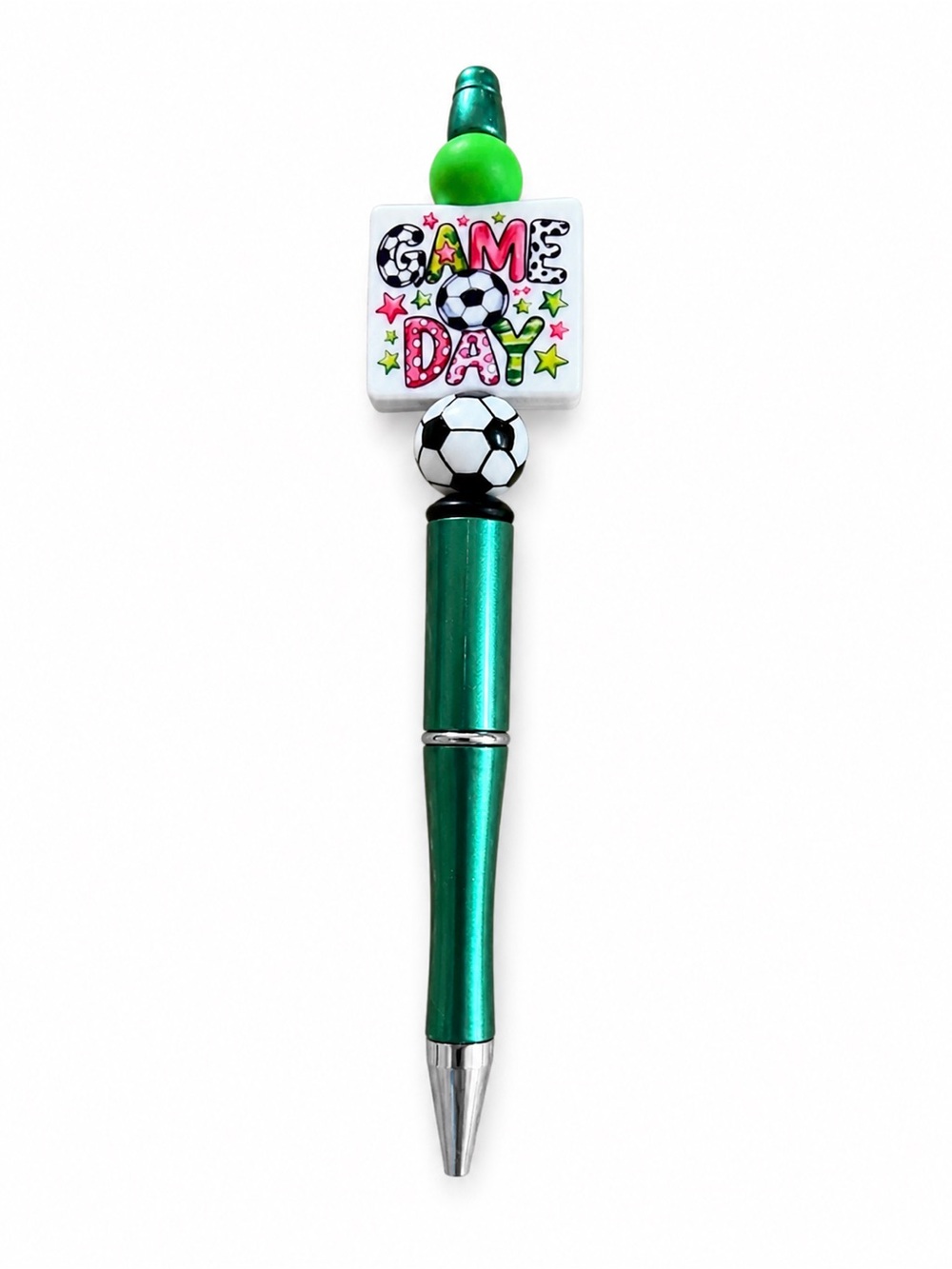 Soccer Theme Metallic Green Novelty Pen handmade